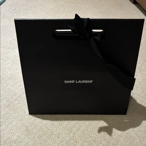 Saint Laurent Black Paper Gift Bag with Ribbon Handle